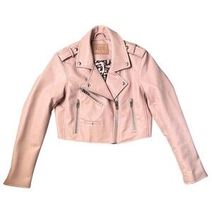 Blank NYC Pink Faux Leather Moto Biker Short Jacket Zipper Detail Size M